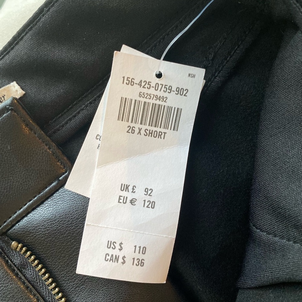 NWT Abercrombie & Fitch 26 Black Leather 90s Straight Ultra High Rise Pants G15 - Picture 10 of 10